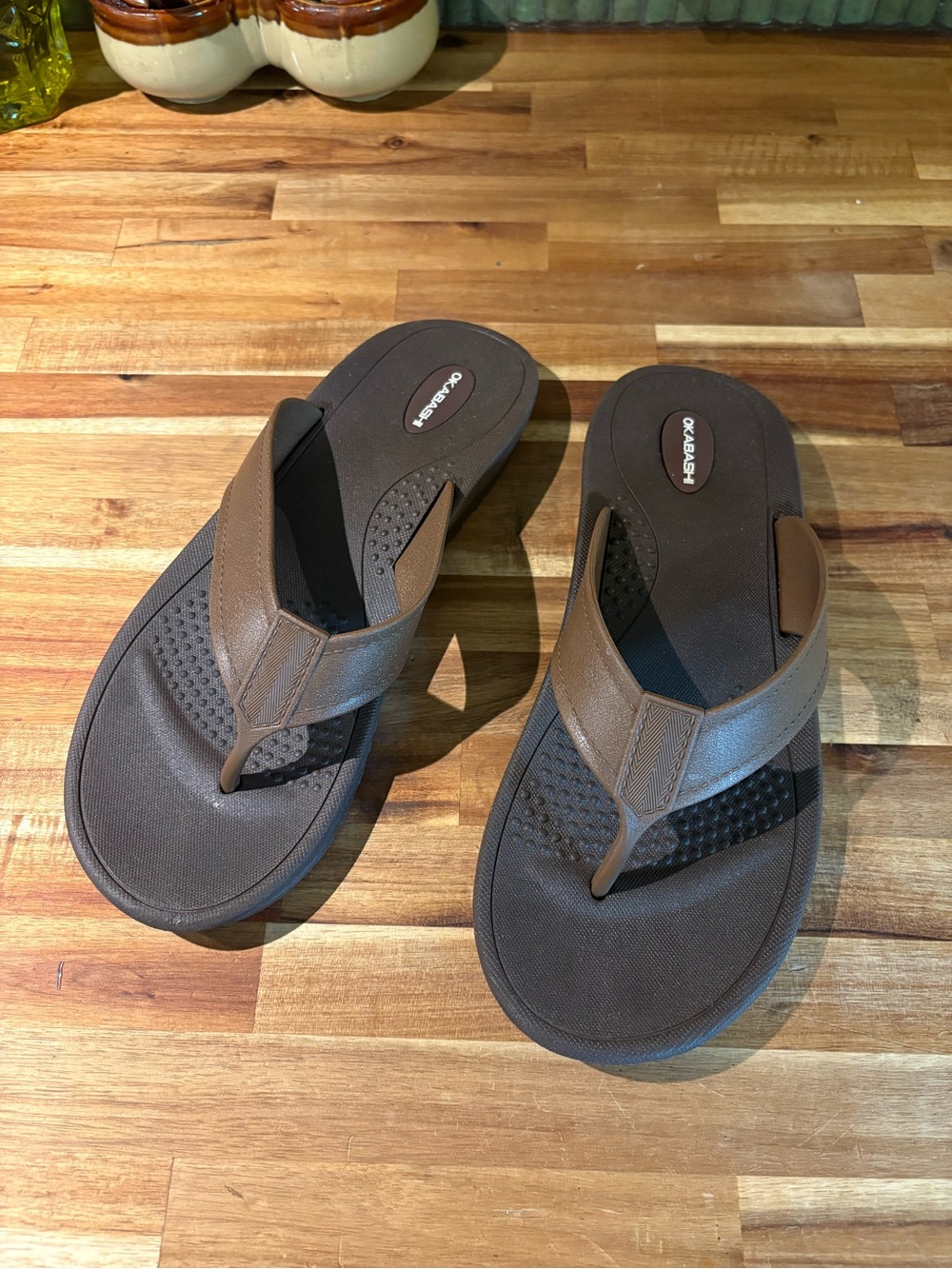 Okabashi Men's Brown Flip Flop Sandals